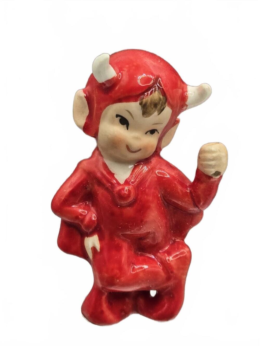 Vintage Lefton LITTLE RED DEVIL Porcelain Needs a pitchfork, Pixie elf